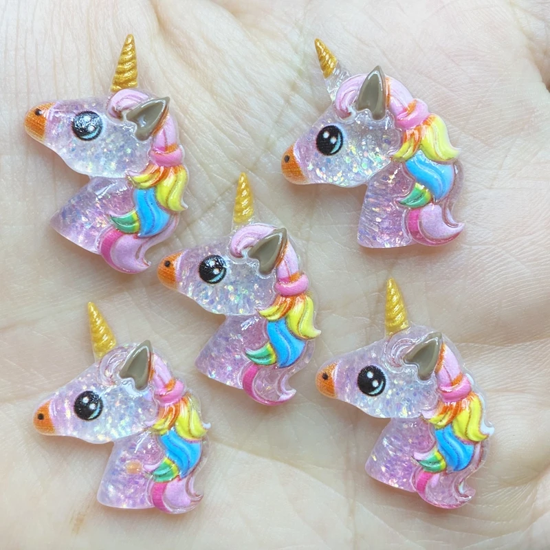 10pcs Unique Cute Unicorn head Flat Back Figurine DIY Wedding Scrapbook Decor Home Craft C01