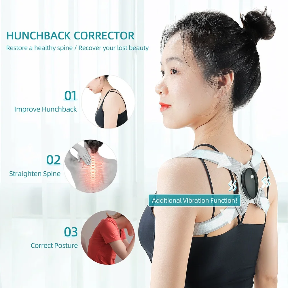 Corrector de postura ajustable con recordatorio de vibración, ortesis de espalda, soporte de columna vertebral, cinturón de corrección superior