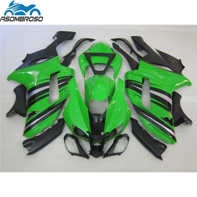 

Lowest Price Plastic motorcycle parts for Kawasaki Ninja ZX6R fairing kit 2007 2008 green black fairing set zx6r 07 08 GF03