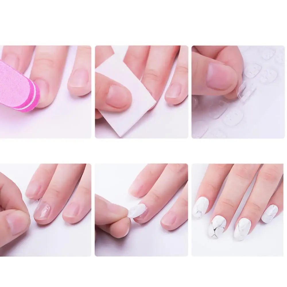 120pcs/box Clear Transparent Seamless Fake Nails Full Coverage False Nails Tips Short T-shaped Water Drop Full Sticker For Nails