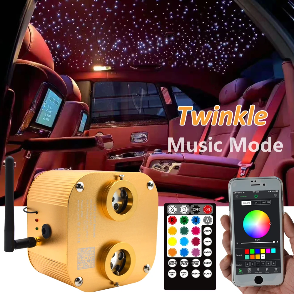 

Double Head 20W Twinkle Fiber Optic Light Engine Smartphone APP Control