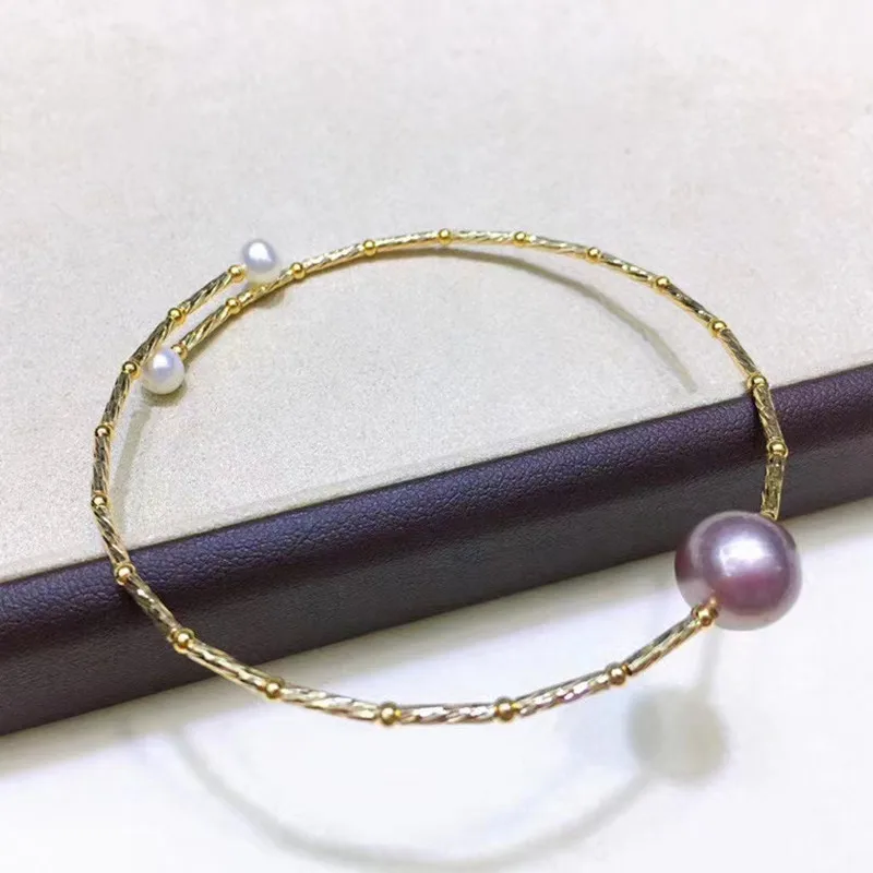 best seller Large natural purple cultured real pearl single bead adjustable stretch bracelet women cheap natural jewelry