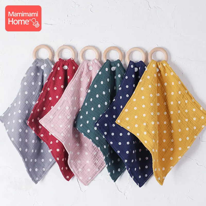 

Mamihome Baby Bibs Burp Dot Cloths Bandana Wooden Ring Beech Teether Cotton Drool Bib Newborn Absorbent Cloth Children'S Product