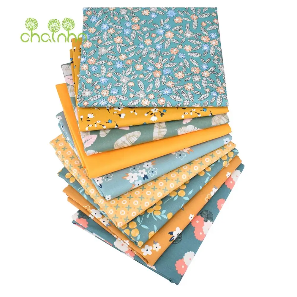 Chainho,Printed Twill Weave Cotton Fabric,Patchwork Cloth Bundle,DIY Sewing Quilting Material,40x50cm/Piece,Vintage Color,CC022