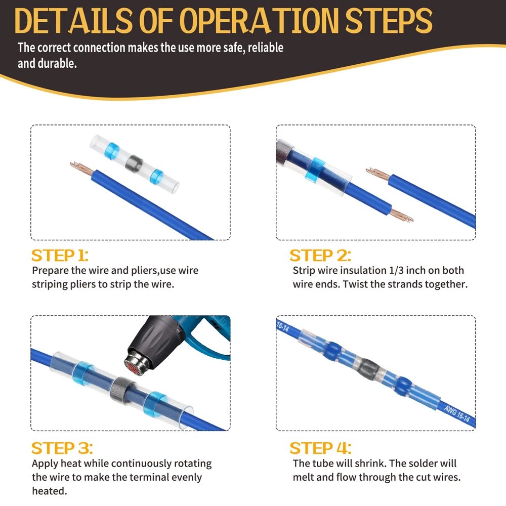 60 шт., Термоусадочные соединители для проводов