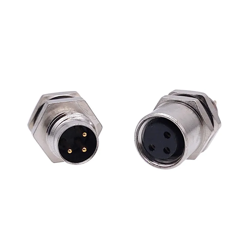 Sensor Connector Flange Socket M8 panel back mount threaded coupling Male&Female A Type 3 4Pin