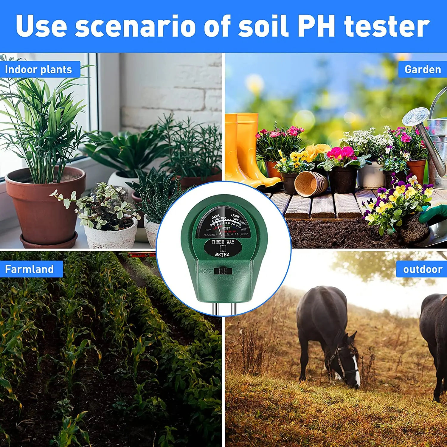 Misuratore di PH, misuratore di PPM TDS, Tester di PH Soild [versione aggiornata 2022], 3 in 1 per uso domestico di acqua e terreno da giardino