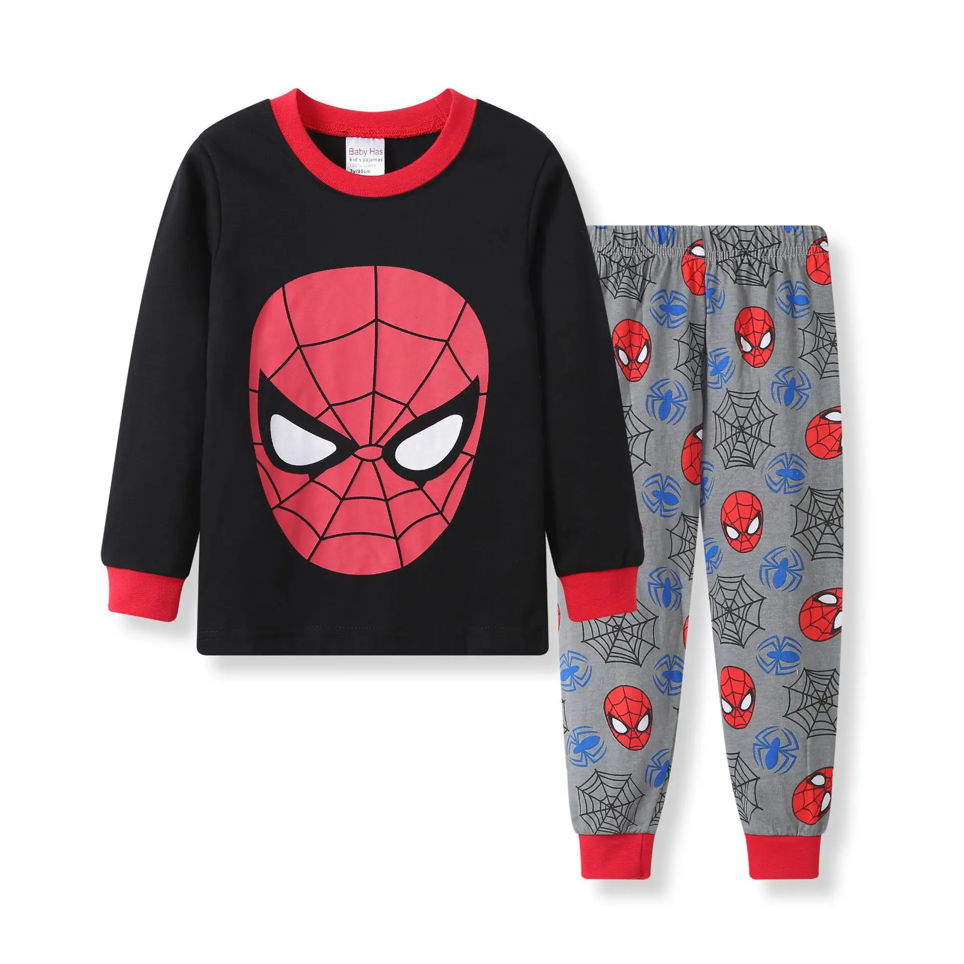 Spiderman cartoon children\'s long sleeve pajamas Sleepwear hero League home wear boys\' underwear two piece suit pajamas