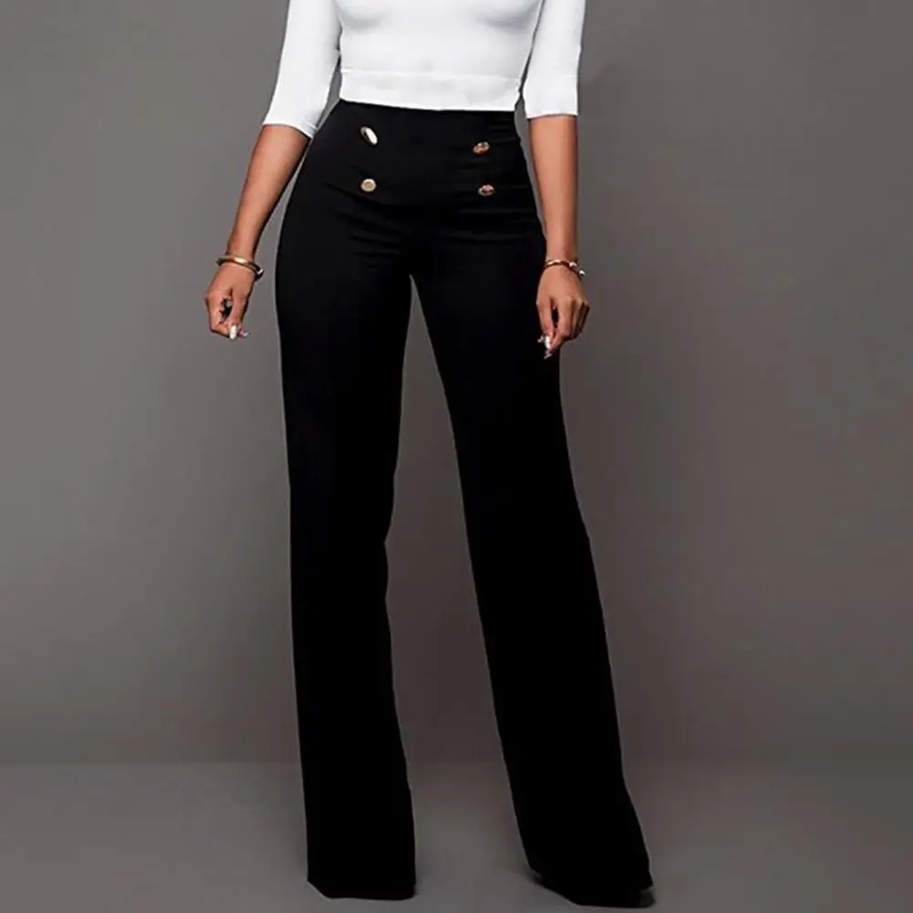 Solid Color Flare Pants Women High Waist Wide Leg Pants Office Ladies Trousers Slim Long Pants pantalones de mujer брюки женски