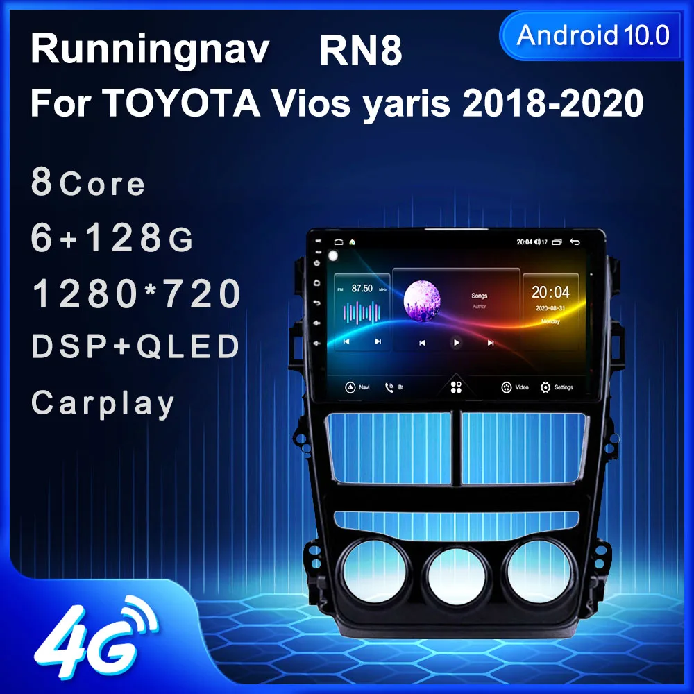 

Автомагнитола Runningnav для TOYOTA Vios yaris 2018-2019 2020, 2 Din, Android, мультимедийный видеоплеер, навигация GPS