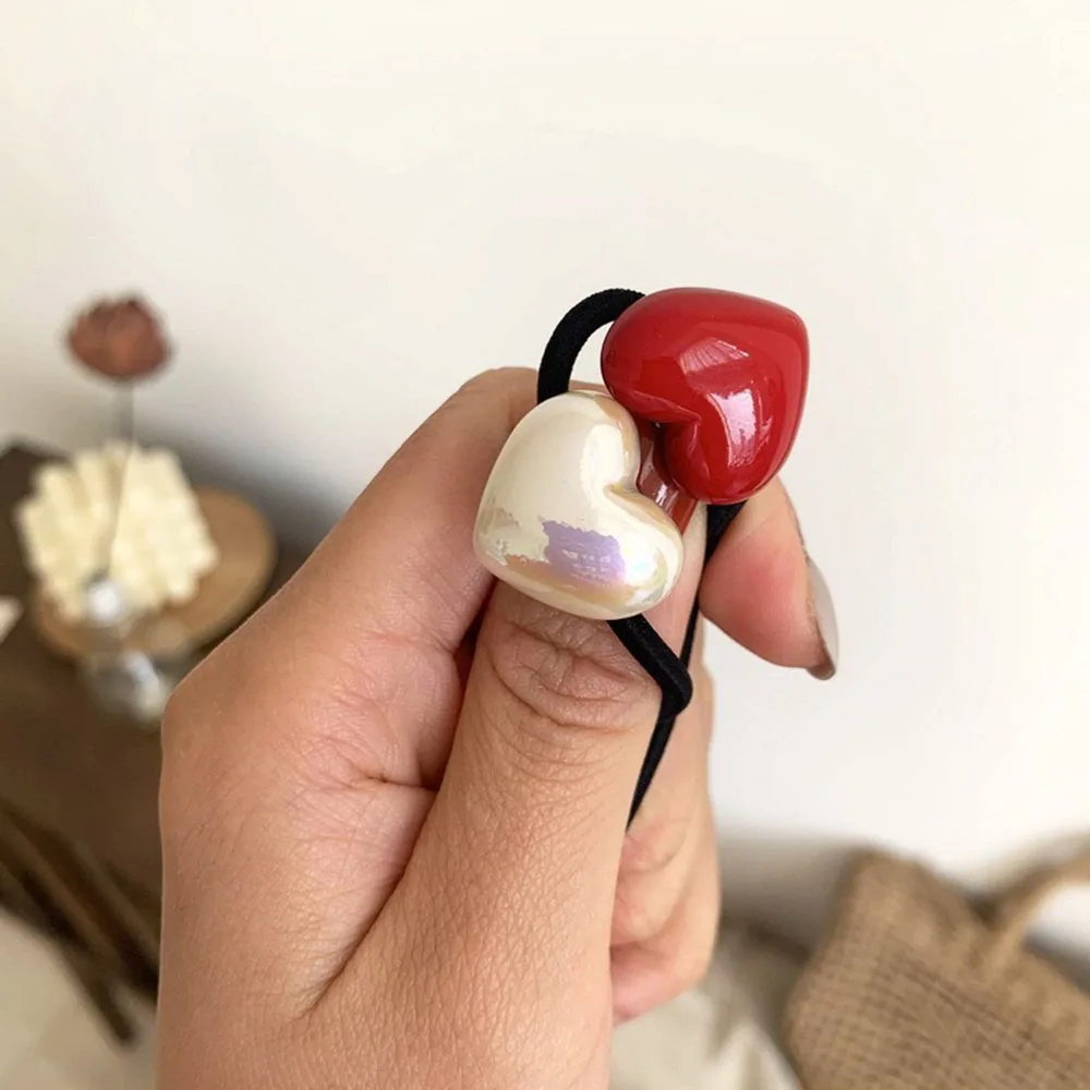 Wysokie elastyczne serce perła okrągły kształt opaski gumowe dla kobiet opaska do włosów dla dzieci dzieci słodkie cukierki kolor Hairbands
