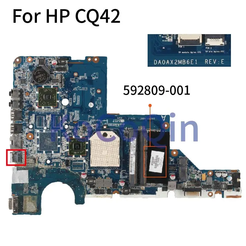 For HP G42 G62 CQ42 CQ62 Laptop Motherboard CPU Socket S1 DA0AX2MB6E1 592809-001 592809-501 Notebook Mainboard Full Tested