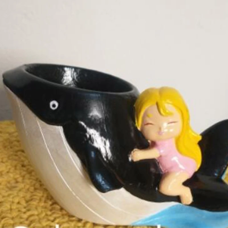 Nette Whale Blumentopf Silikon Form Beton Harz Gips Vase Form DIY Halter Zement Pflanzer Werkzeuge Ornament Tisch A5KE – Detail 1