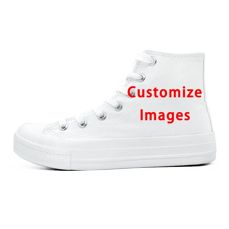 Amy and Michael Custom White High Top Hand Painted Canvas Shoes Customized Images Logo Sneakers Women Men Vulcanized Shoes