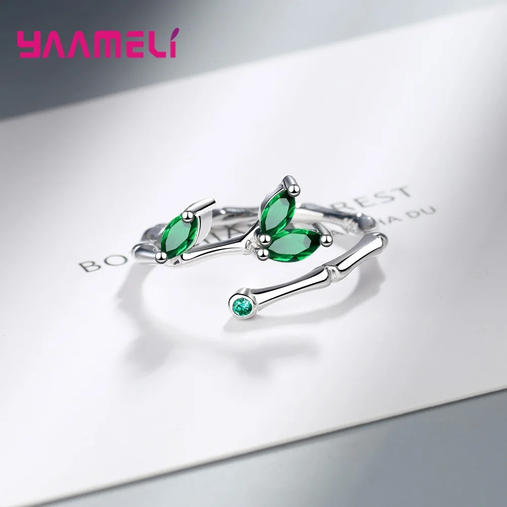 Minimalis Real 925 Silver Needle Branch Leaves Knuckle Rings For Woman Girl Elegant Adjustable Open Rings Jewelry Wholesale