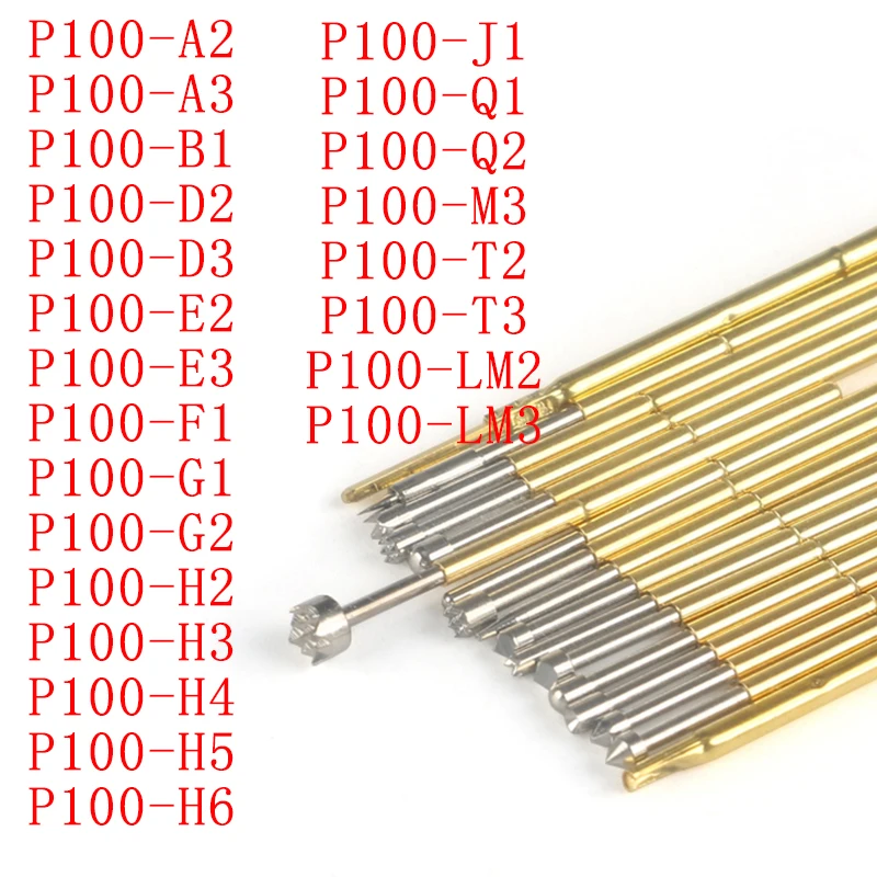 20pcs test probe P100 Retractable spring thimble P100-A2 A3 B1 D2 D3 E2 E3 F1 G1 G2 H2 H3 H4 H5 H6 J1 LM2 M3 Q1 Q2 T2 T3