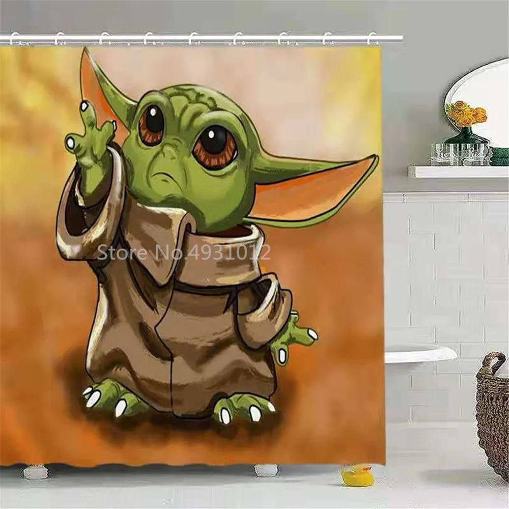 The New Disney Cartoon Baby Yoda Shower Curtains The Avengers Spiderman Waterproof Bathroom Bath Curtain With Hooks