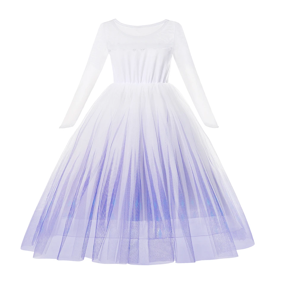 Disfraz de Frozen 2 de Disney para niña, vestido de fiesta de princesa Elsa, vestido de baile blanco, regalo de cumpleaños, ropa de Cosplay para