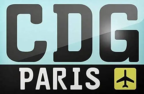 Airport Code CDG/Paris Country: France Metal Wall Poster Tin Sign Vintage BBQ Restaurant Dinner Room Cafe Shop Decor