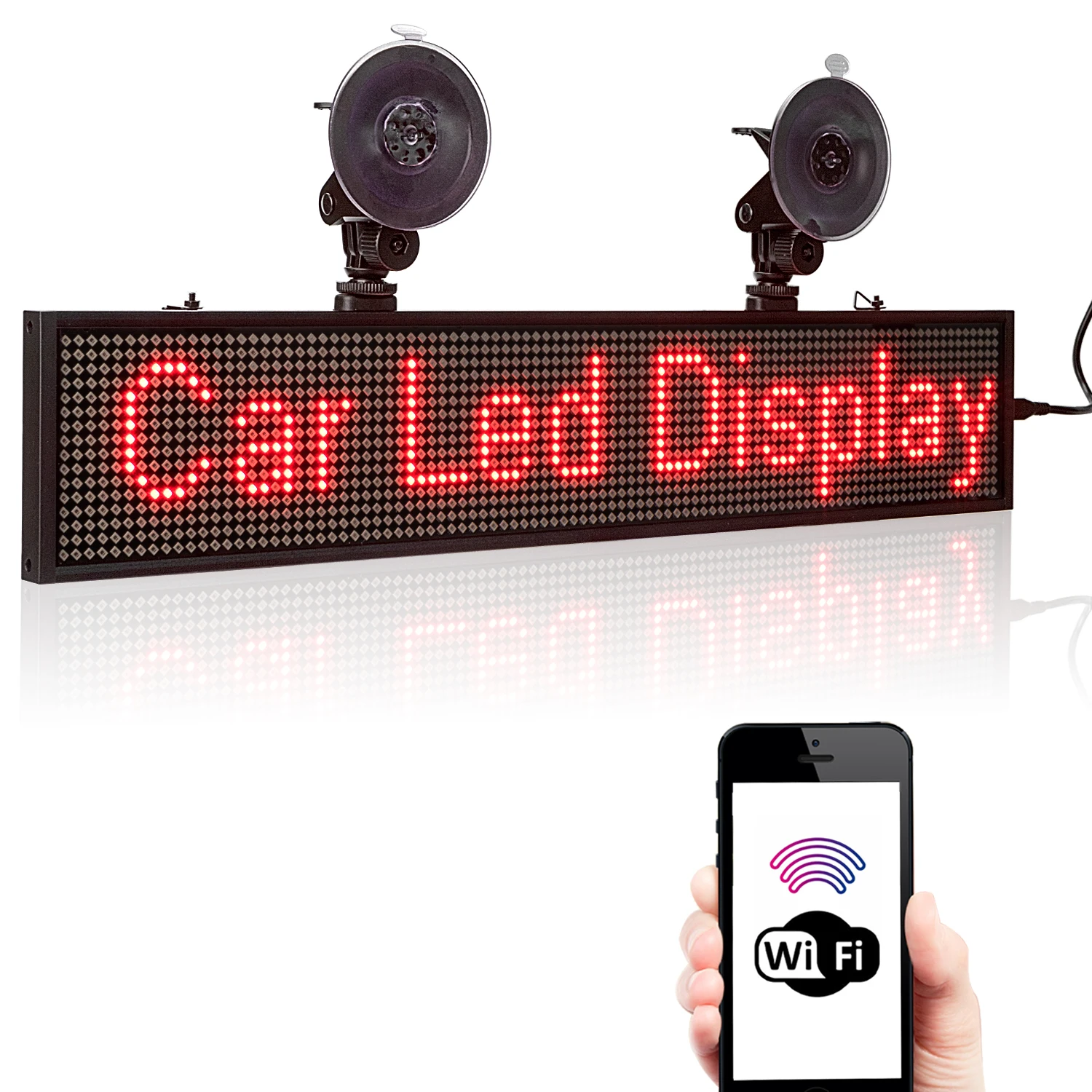 12V CAR LED Signs Panel 50CM WiFi P5mm Programmable Multiple Styles Message LED Display SMD Screen Support iOS Phone for Store