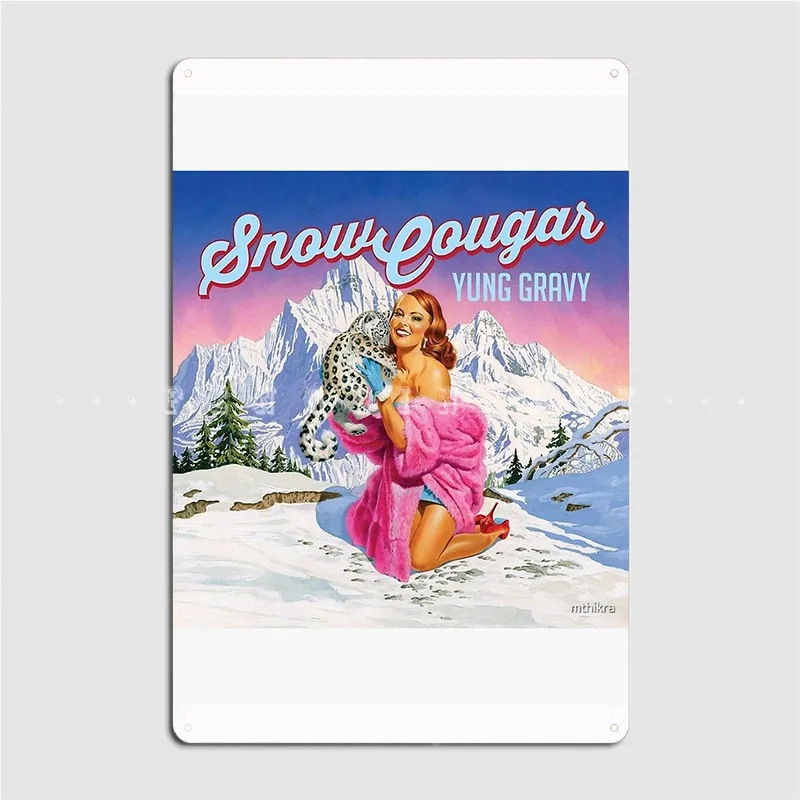 Snow Cougar. Metal Sign Cinema Garage Garage Club Design Wall Decor Tin Sign Poster