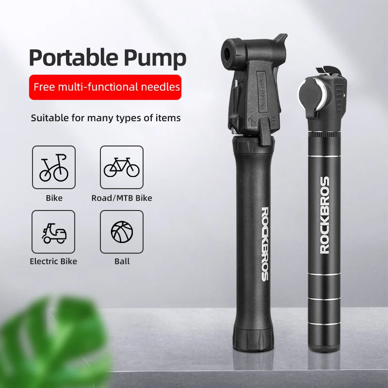 

ROCKBROS Mini Bicycle Pumps Portable MTB Bike Aluminum Alloy Cycling Bike Pump Fit Presta & Schrader Valve Bicycle Accessories