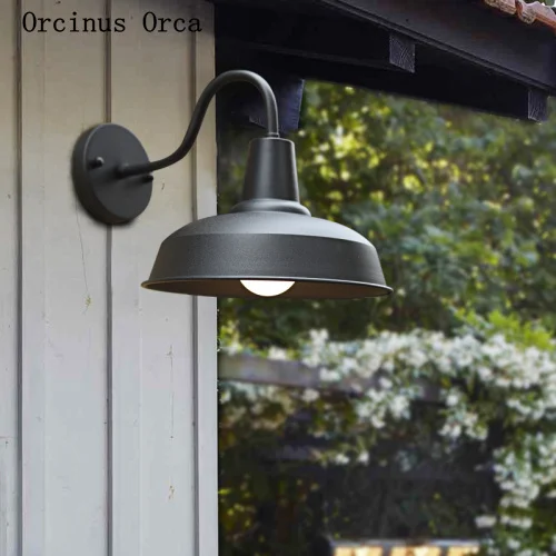 American industrial iron outdoor wall lamp garden balcony terrace creative black simple LED waterproof wall lamp