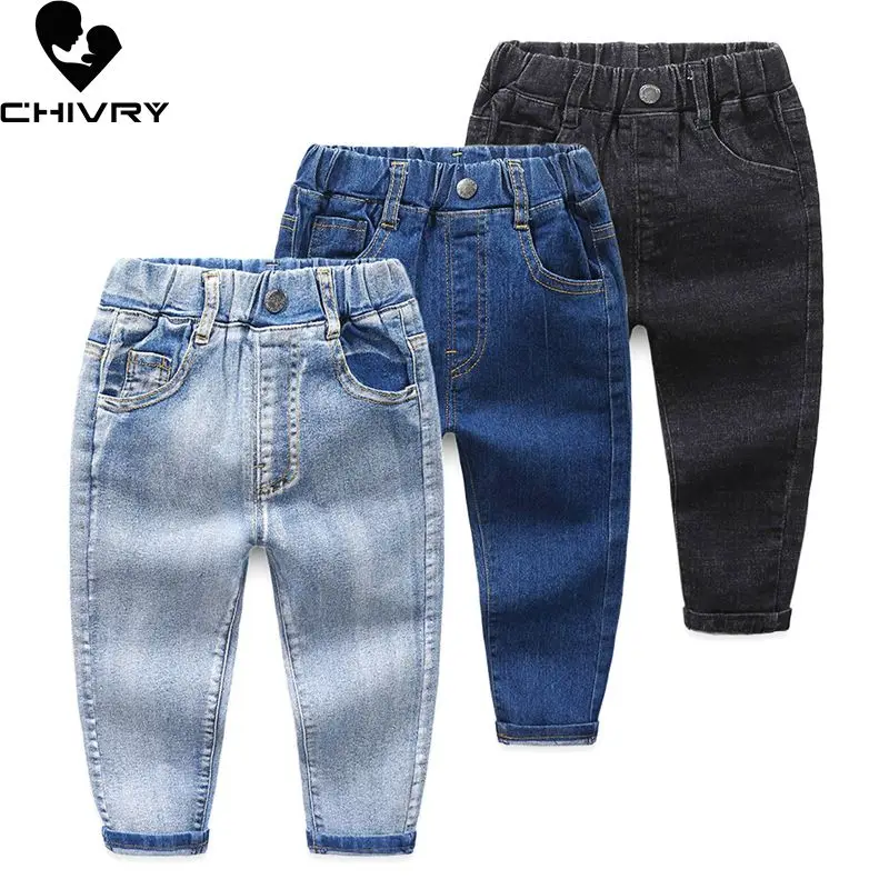 New 2020 Kids Fashion Solid Jeans Long Trousers Pants Boys Classic Denim Pants Baby Jeans Autumn Winter Clothing for 2-8 Years