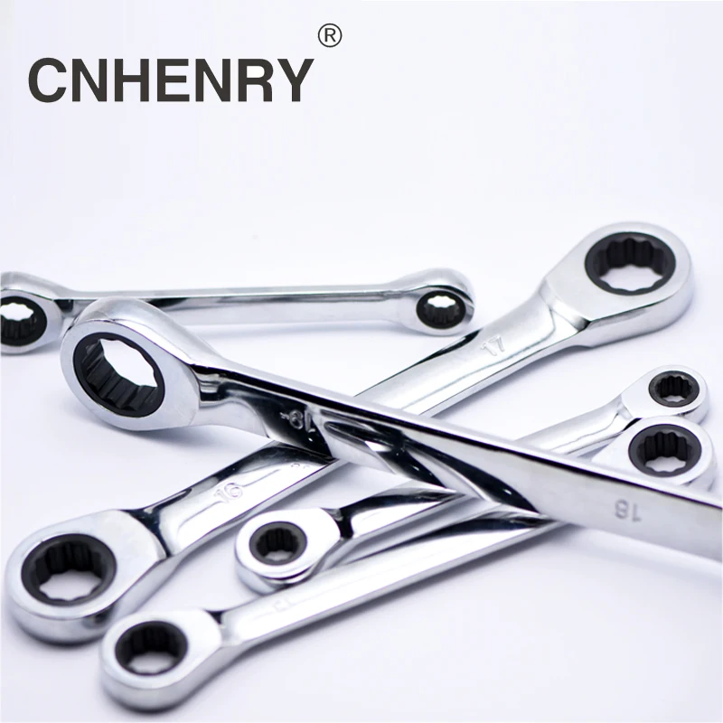 Chrome Vanadium Ring Double Head Ratchet Wrench Reversible 8-9 10-12 12-14 14-17 18-19 Ratchet Combination Spanner