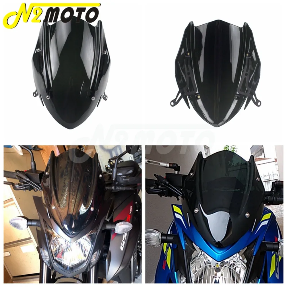 Parabrisas de motocicleta para 2017-2019 SUZUKI GSX-S750 GSXS750 GSXS 750 2019 deflectores de parabrisas de plástico ABS con soporte