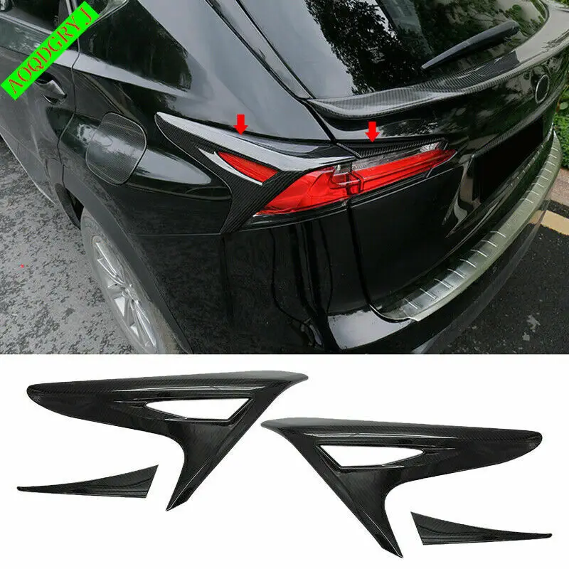 Fits For LEXUS NX200t 300h 2015-2017 Carbon Fiber Rear Tail Light Lamp Frame Cover Moulding Car Accessories 4PCS