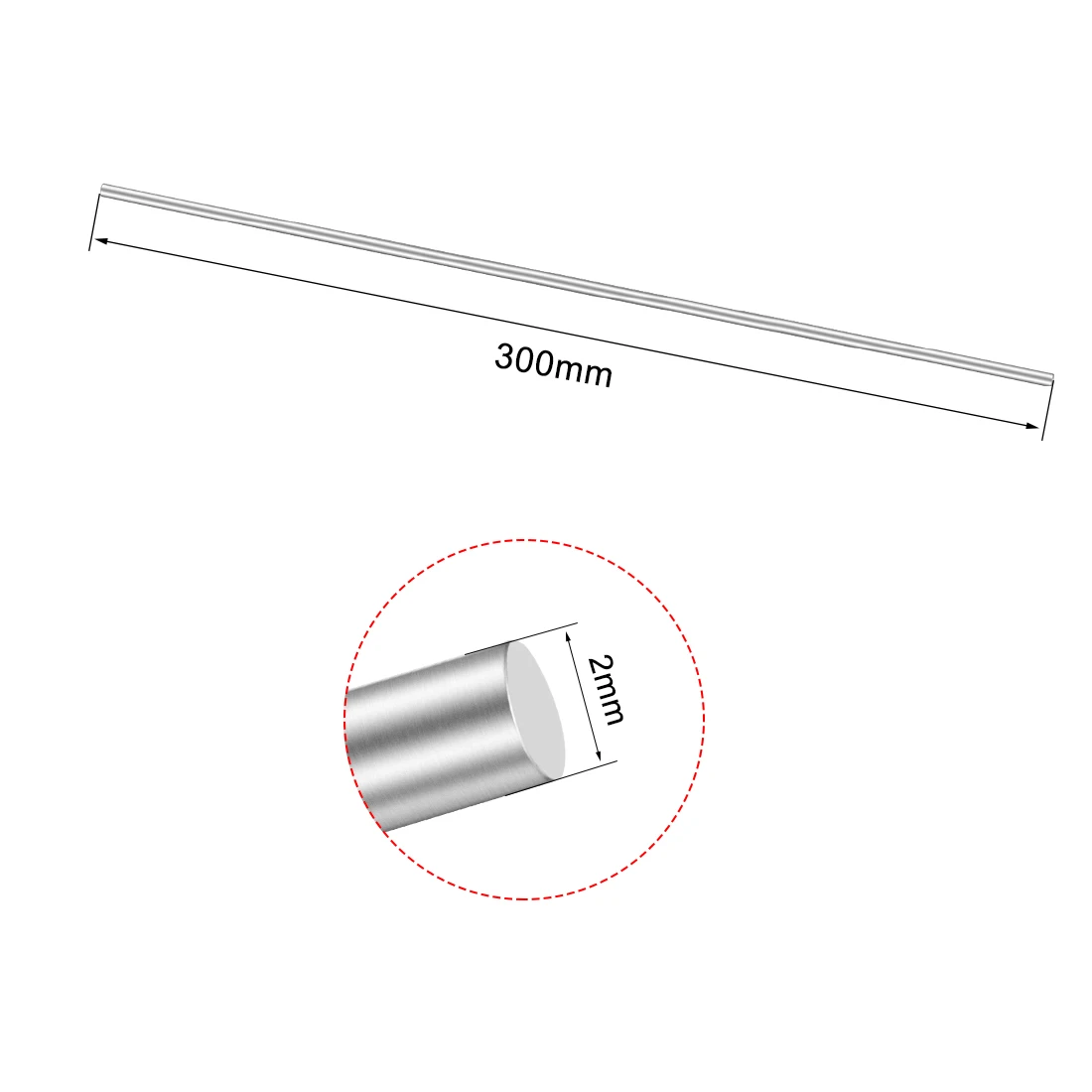 uxcell Stainless Steel Solid Round Rods Metal Lathe Bar Stock for DIY Craft 300mmx2mm 2pcs