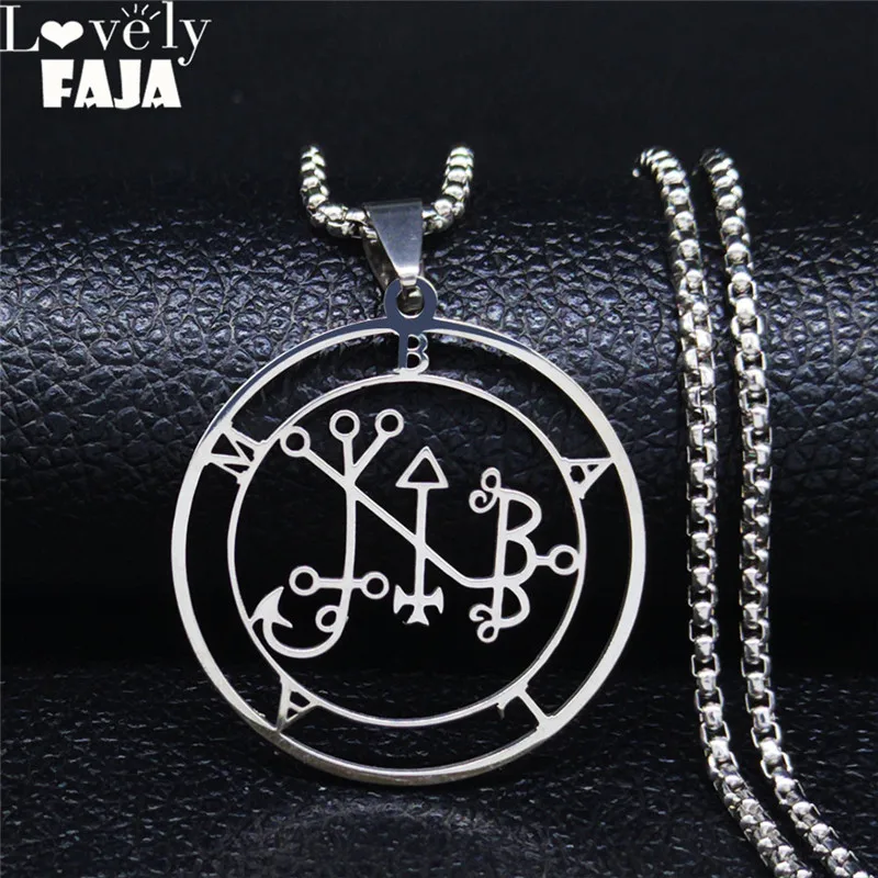 

2024 Stainless Steel Demon Seal Chain Necklace Silver Color Satan BALAM Necklaces & Pendants Women/Men Jewelry colar N7012S03
