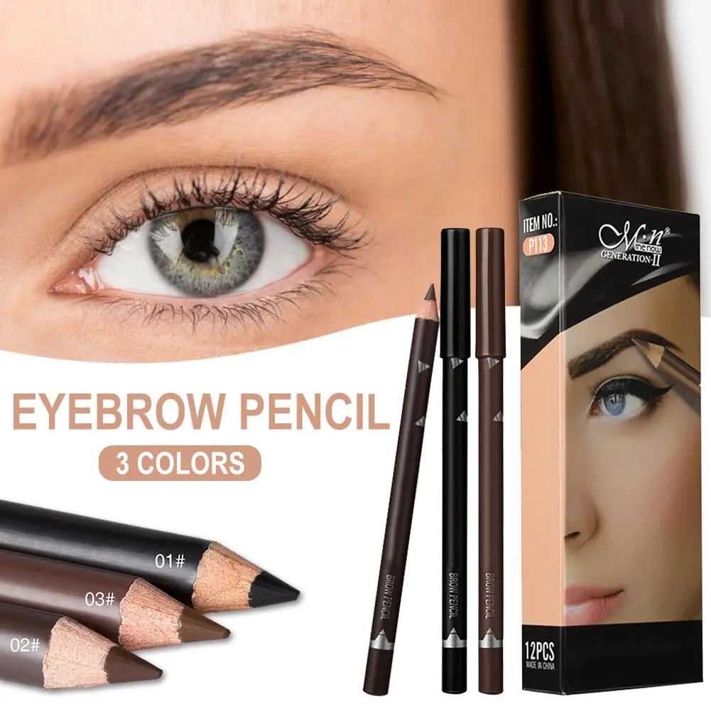 12 stücke Frauen Eyesbrow Enhancer Bleistift Kosmetik Lang Anhaltende Pigment Schwarz Braun Wasserdicht Augenbrauen Bleistift Schönheit Werkzeuge