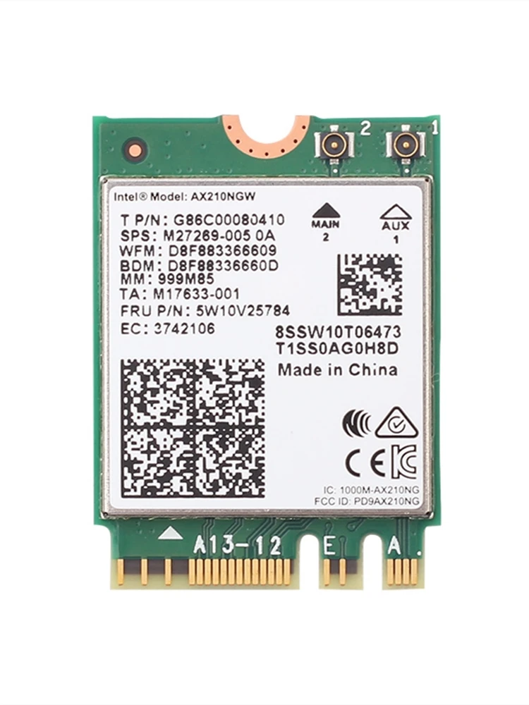 Trójzakresowa karta sieciowa Wi-Fi 6E AX210 M.2 NGFF 5374Mbps dla Intel AX210NGW 2.4G/5G/6Ghz 802.11ax Bluetooth5.4 Win 10/11 — zdjęcie produktu 7