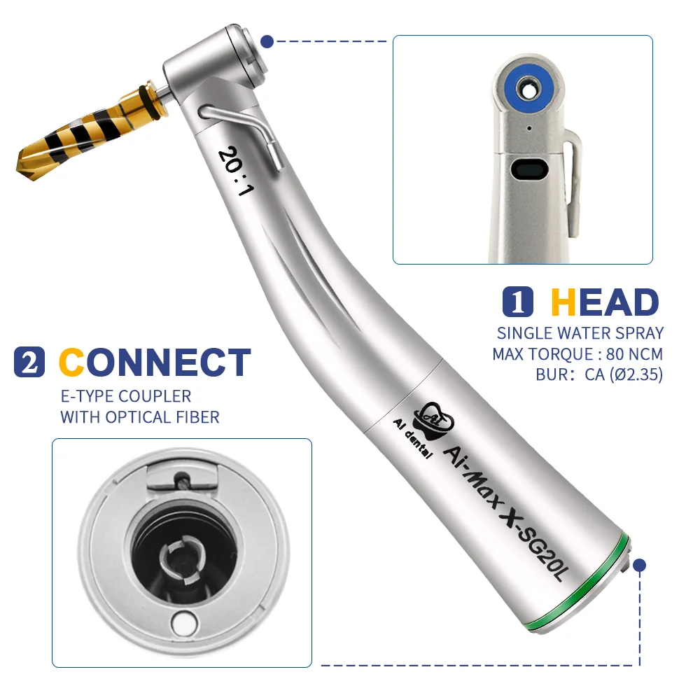 AI-X-SG20L/X-DSG20L/X-DSG20LED Dental implant 20:1 low speed led contra angle handpiece lab suction instrument