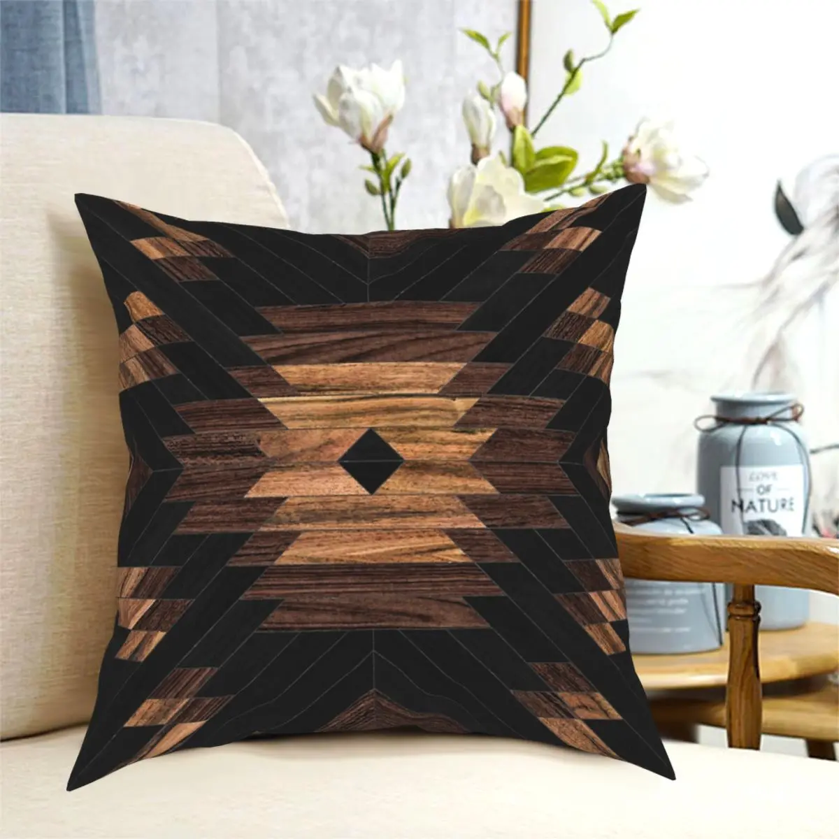 

Urban Tribal Wood Square Pillowcase Polyester Creative Decor Throw Pillow Case for Home Cushion Cover 18"