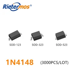 3000PCS 1N4148 1N4148W SOD123 1N4148WS SOD323 1N4148WT  SOD523 T4 Rietermos