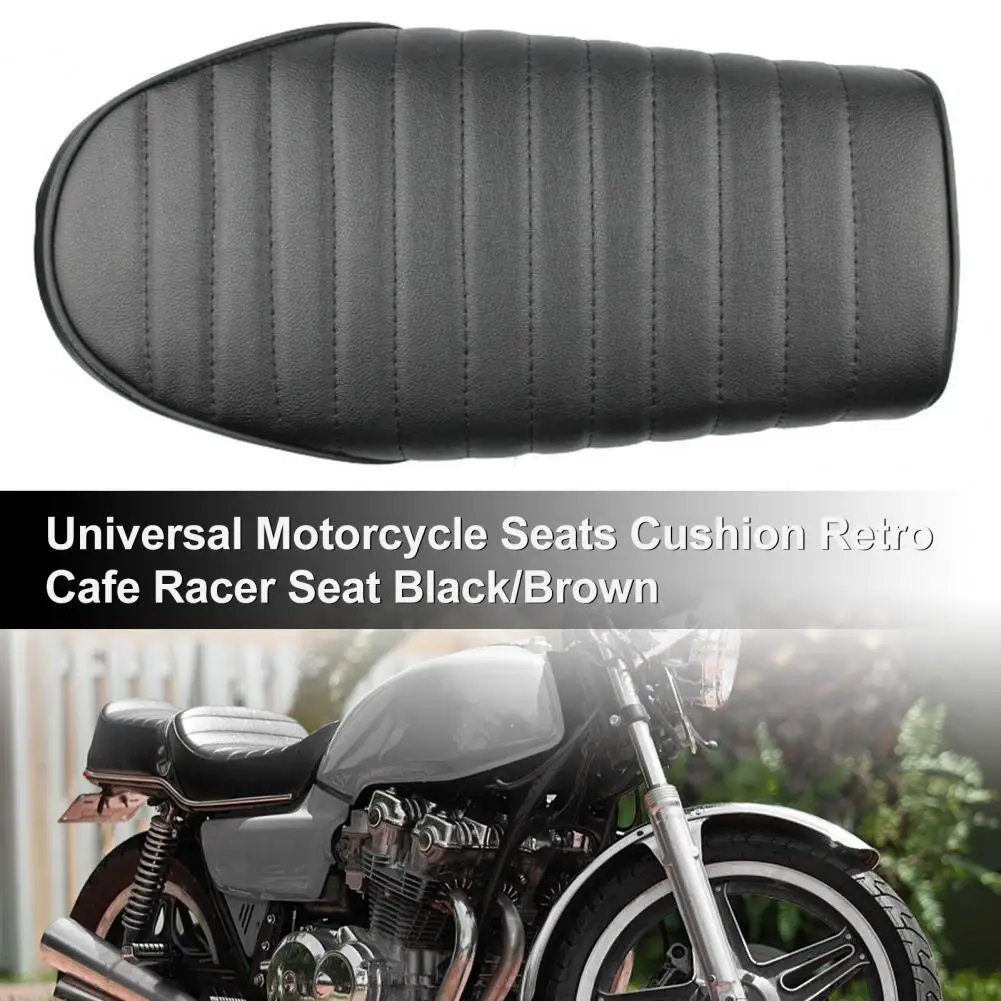 Motorcycle Seat Anti-Slip Comfortable Seating Faux Leather Retro Cafe Racer Seat with Mounting Brackets for Honda CG125