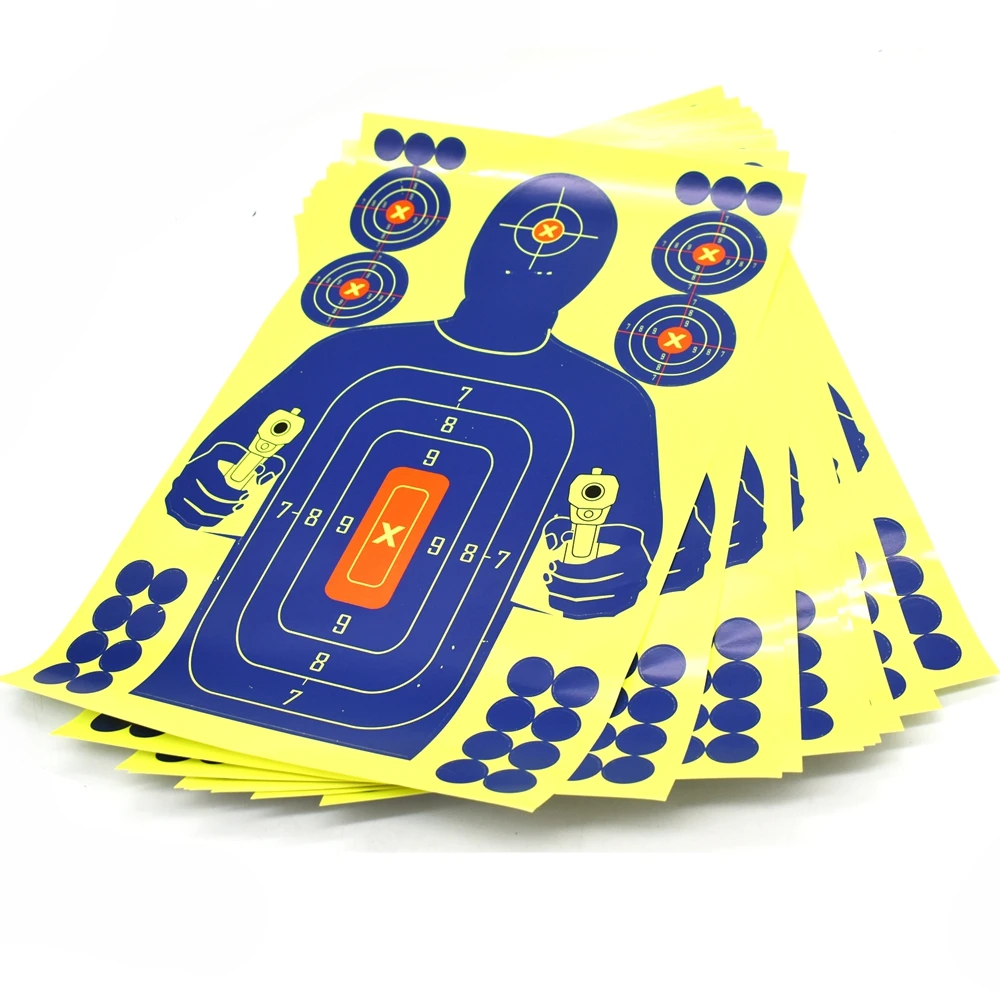 

10pcs Splatterburst Targets 12 x 18 inch Silhouette Shooting Target Shots Burst Bright Fluorescent Yellow Upon Impact Gun/Rifle