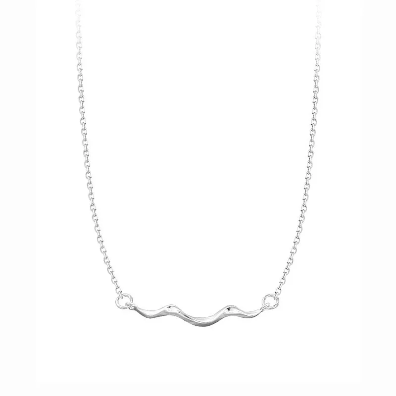 Foxanry Minimalist Silver Color Clavicle Chain Necklace for Women Trend Elegant Wavy Line Party Jewelry Gifts Wholesale