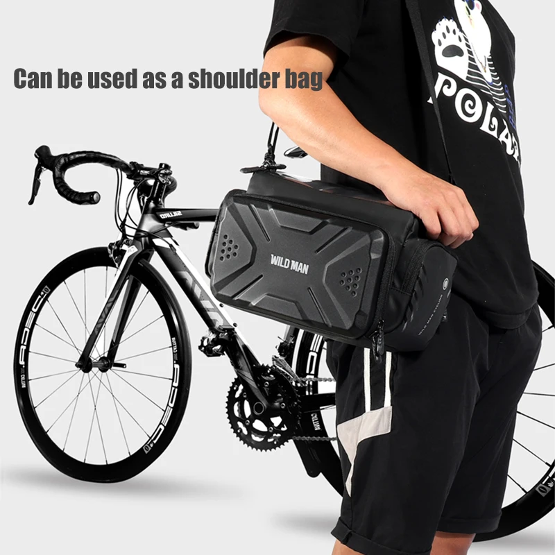 WILD MAN GS6 Bicycle Bag EVA Hard Shell Waterproof Touch Screen High Capacity Front Tube Frame Mountain Bike Bike Accessories