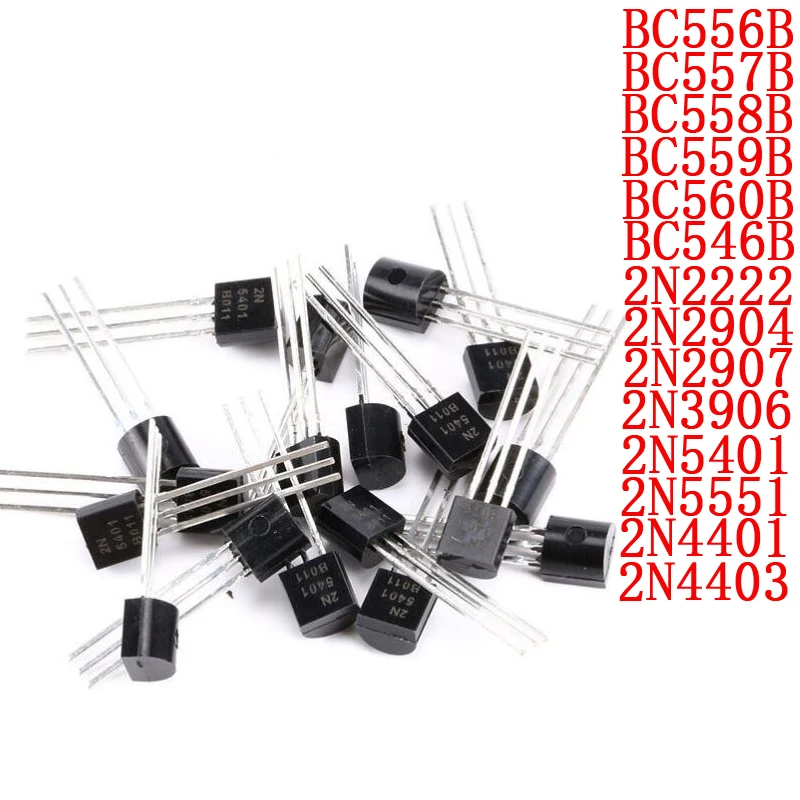 100PCS BC556B BC557B BC558B BC559B BC560C BC546B 2N2222 2N2904 2N2907 2N3906 2N5401 2N5551 2N4401 2N4403 New transistor