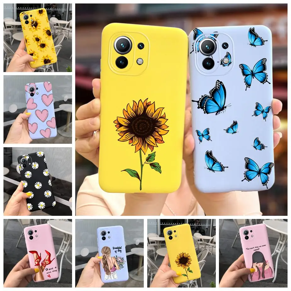 Cute Sunflower Case For Xiaomi Mi 11 Lite 5G Case Soft Silicone Fundas For Xiaomi Mi 11 Lite 11Lite Phone Cases Shockproof Cover