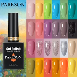 Parkson Gel Nail Polish 12ml Sparkling Iridescent Nail Art Polish Varnishes Hybrid Semi Permanent Top Base Coat UV Gel Polish