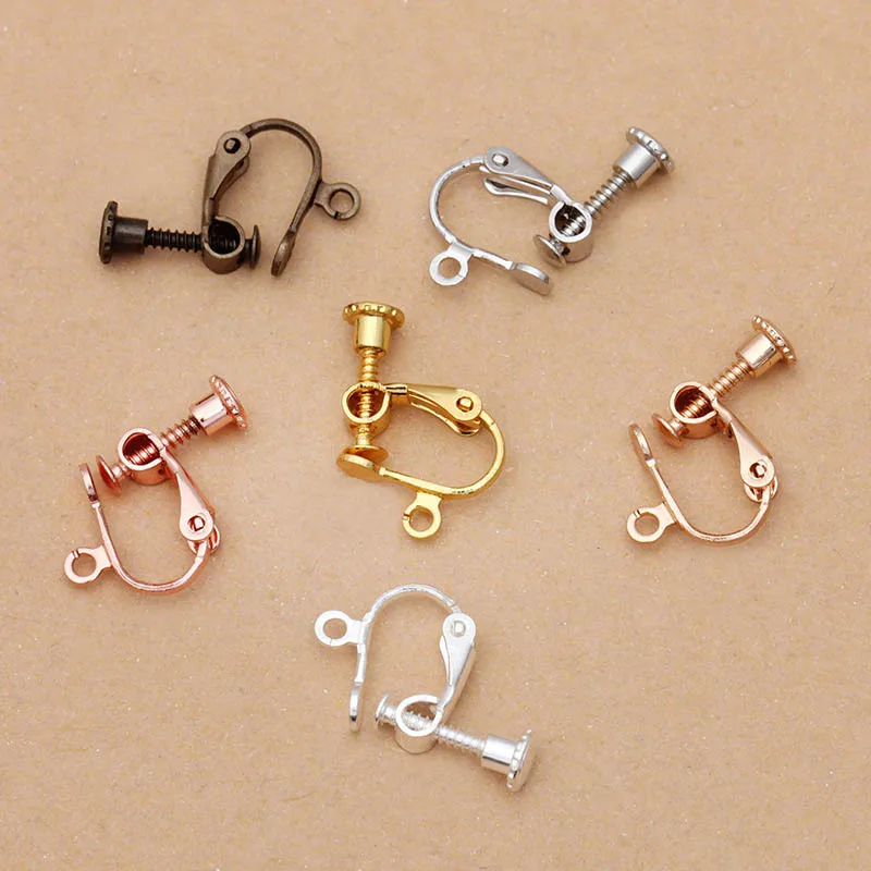 

200pcs Circle Pad Screw Ear Clip Earring Settings Rotate Earring Linker Connector Findings Base Blank For DIY Dangle Earrings