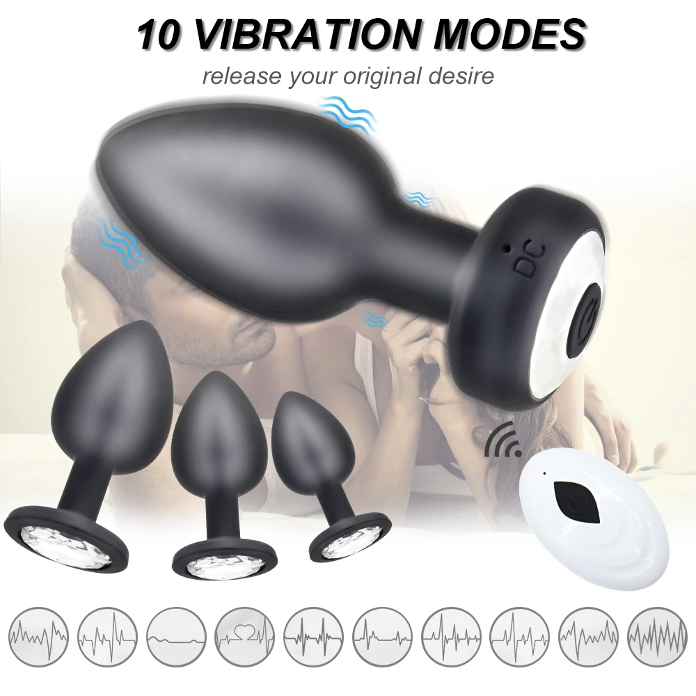 Wireless Remote Control Anal Plug Vibrator For Men Prostate Massage Wearable Silicone Butt Plug 4Pcs Set Male Sex Toys For Women