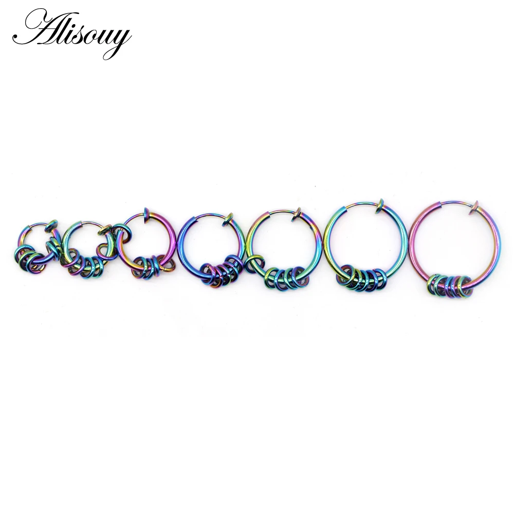 Alisouy 1pc Fake Nose Ring Punk Lip Nose Clip On Fake Septum Piercing Nose Ring Hoop Lip Hoop Rings Ear Earrings Body Jewelry