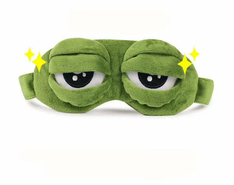 New arrival  Fashion Kawaii Travel Sleep Eye Mask 3D Sad Frog Padded Shade Cover Sleeping Closed/Open Eye Funny Mask Adult/Kids