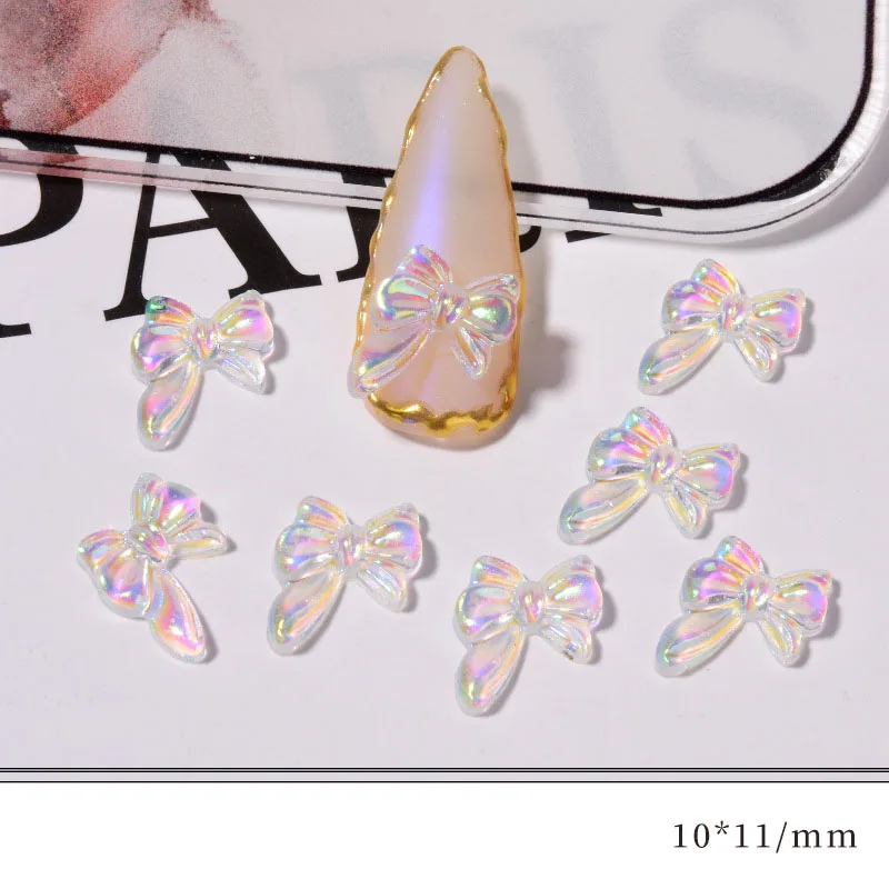 Decoración holográfica para uñas, accesorios transparentes 3D para manicura con forma de mariposa Aurora, 8 piezas